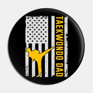 USA Taekwondo Dad American Flag Fathers Day Gift Pin