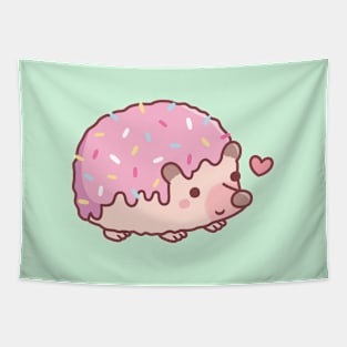 Cute Hedgehog With Pink Frosting And Sprinkles Funny Tapestry