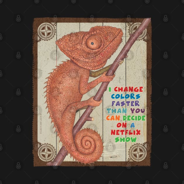 Cute Funny Chameleon Lizard by Danny Gordon Art