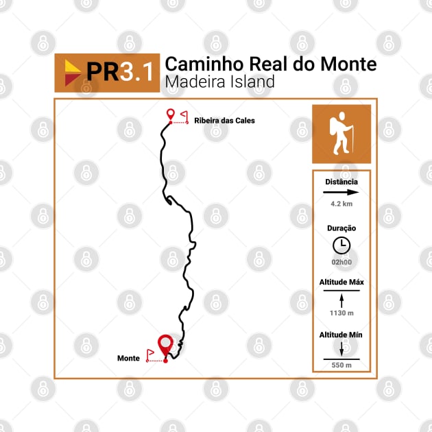 Madeira Island PR3.1 CAMINHO REAL DO MONTE trail map by Donaby