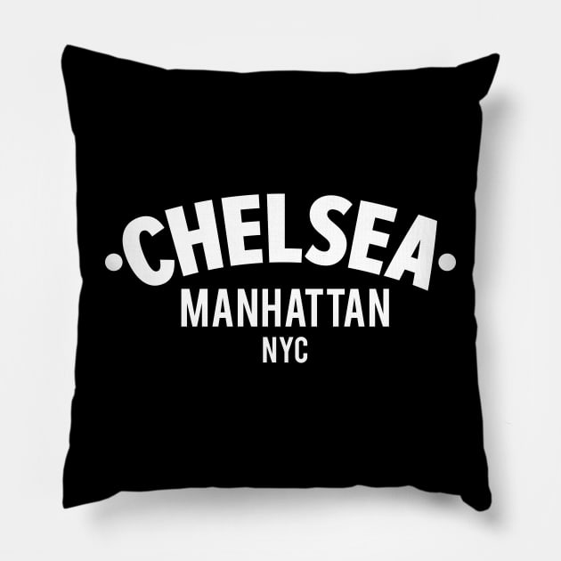 Chelsea Manhattan NYC- Minimal Neighborhood Typo Art Pillow by Boogosh