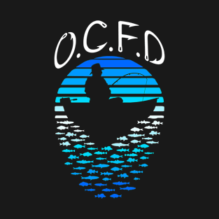 OCFD Fishing Disorder Vintage Sunset Funny Fisherman Dad T-Shirt