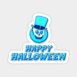 Blue Comics Style Happy Halloween Skeleton Sticker Coolest Gift Idea for Kids Magnet