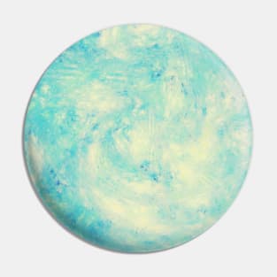 Turquoise and Cream Powder Splash Liquid Swirl Abstract Artwork Pin