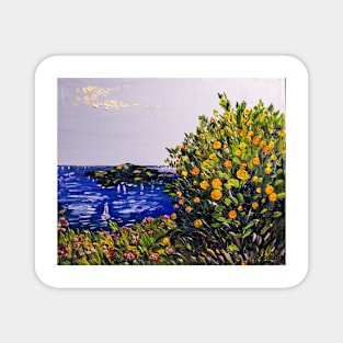 Seascape with tangerine tree Magnet