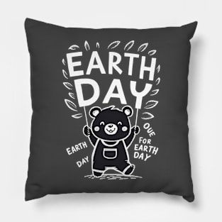 Little bear celebrating Earth day Pillow