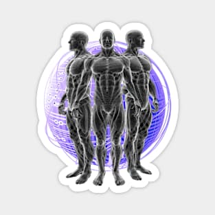 Futuristic Trio Cyborg Man Space Rave Techno Dancer Science Fiction Nerd Hologram Technology Magnet