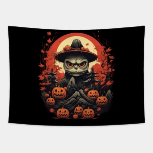 Spooky Pumpkin Cat Tapestry