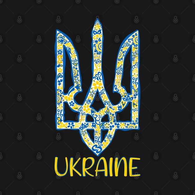Ukraine and Ukrainian trident in Ukrainian flag colors by Cute-Design