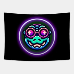 neon cyberpunk gator graphic Tapestry