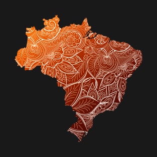 Colorful mandala art map of Brazil with text in brown and orange T-Shirt