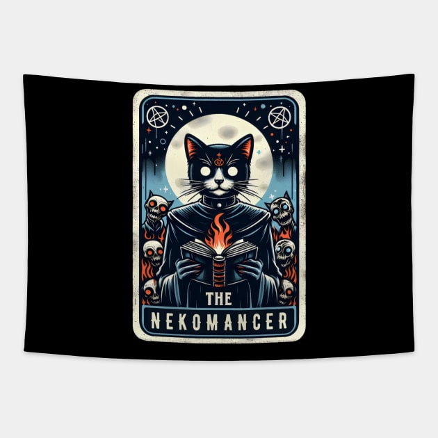 The Nekomancer Funny Necromancer Cat Fantasy Tarot Card Pun Tapestry by Nature Exposure