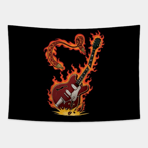 hollow fire guitar Tapestry by mbonproject