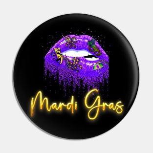 Carnival Funny Mardi Gras Lips Queen Pin