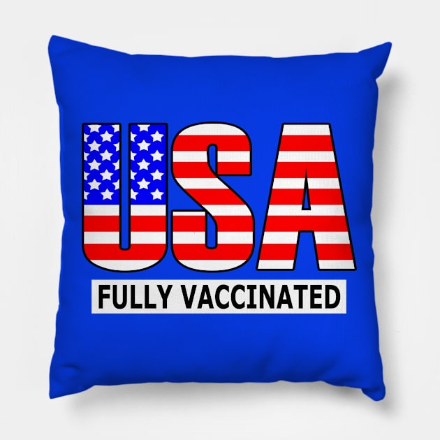 Covid fully vaccinated USA Pillow by Redroomedia