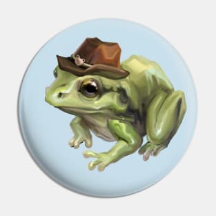 Frog cowboy painterly Pin