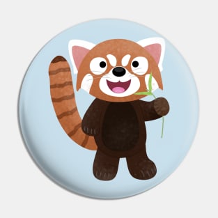 Cute red panda cartoon illustration Pin