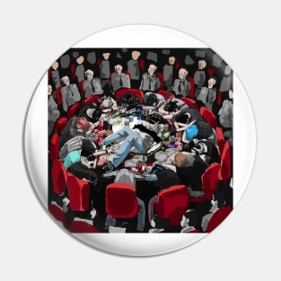 People Resting Head on Round Table Pin