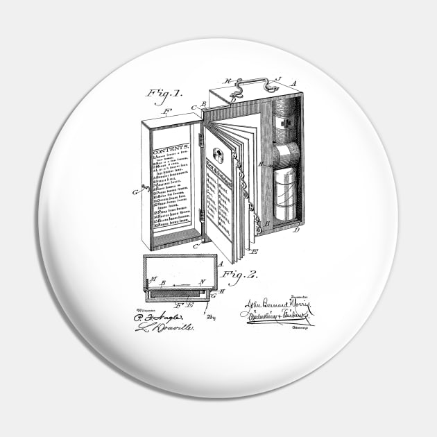 Emergency Case vintage patent drawing Pin by skstring