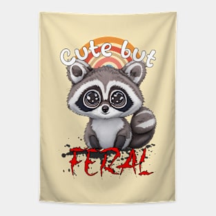 Cute But Feral - Raccoon Tapestry