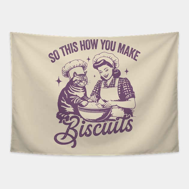 So This Is How You Make Biscuits Graphic T-Shirt, Retro Unisex Adult T Shirt, Vintage Baking T Shirt, Nostalgia Tapestry by CamavIngora