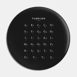 Turkish Alphabet Chart, Turkey Language Chart, Black Pin