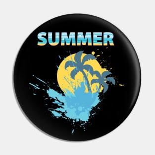 Summer Time Funny gift for summer lovers sun with splash water, palm trees creative design Pin