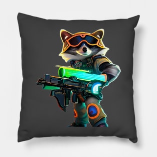 Cute Steampunk Racoon Pillow