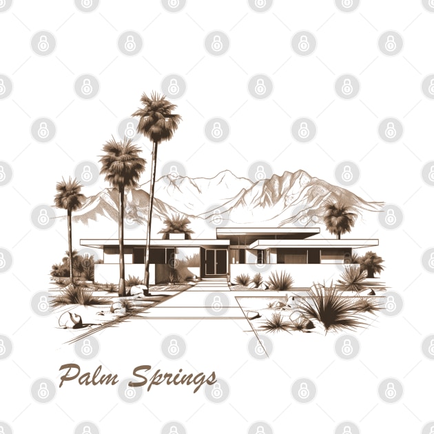 Palm Springs Vintage Style Sketch by Retro Travel Design