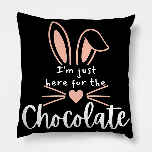 I'm Just Here For The Chocolate. Fun Easter Quote For The Chocolate Lover. Pillow by That Cheeky Tee