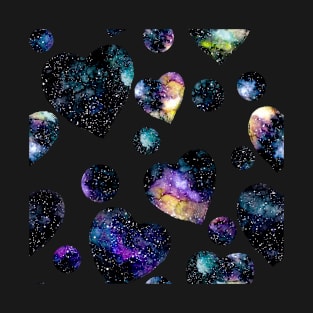 Watercolor Galaxy and Hearts T-Shirt