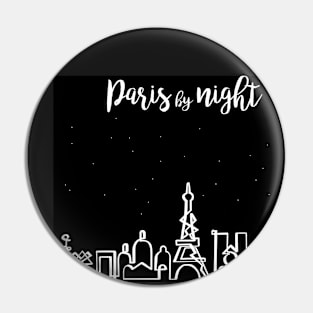 Paris Skyline by night in onedraw Pin