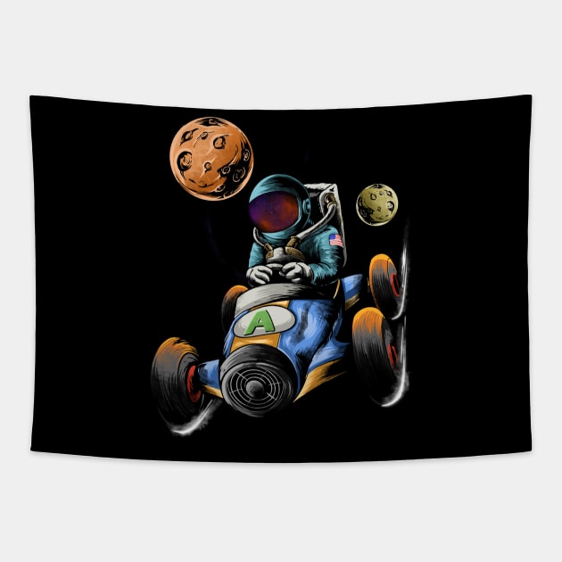 ASTRONAUT GOKART Tapestry by AWANG ART STUDIO