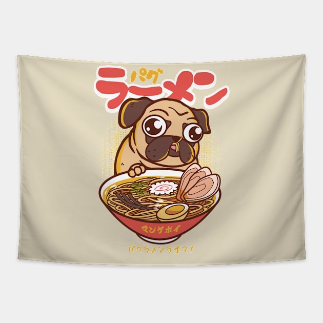 PUG RAMEN Tapestry by mankeeboi