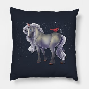 Snowy Cardinal Horse Pillow