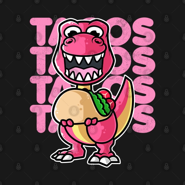 Dinosaur Tyrannosaurus Taco Kawaii Neko Anime Mexican food print by theodoros20