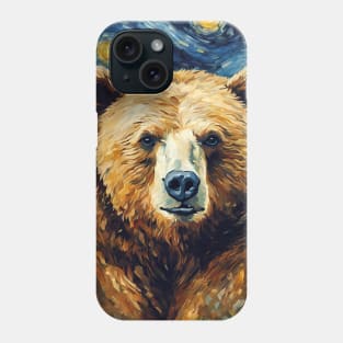 Bear Animal Painting in a Van Gogh Starry Night Art Style Phone Case