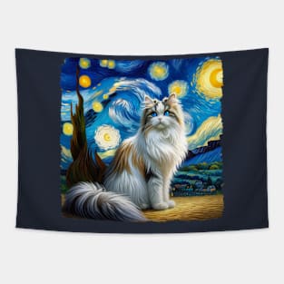 Cymric Starry Night Inspired - Artistic Cat Tapestry