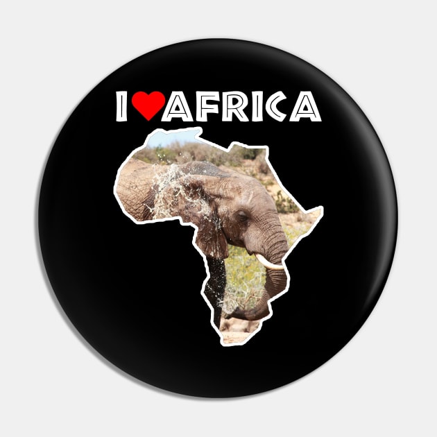 I Love Africa Elephant Splash Pin by PathblazerStudios