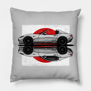 My hand drawing of ND RF Japanese roadster sports car with flag background Pillow