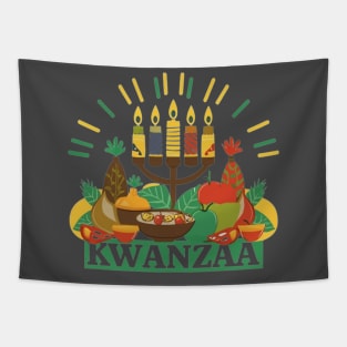 Kwanzaa Unity Feast,Kwanzaa, unity, feast, kinara, candles, principles, holiday, celebration, cultural, vibrant Tapestry