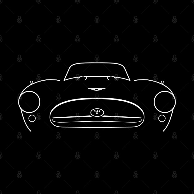 Jensen 541R 1950s British classic car white outline graphic by soitwouldseem