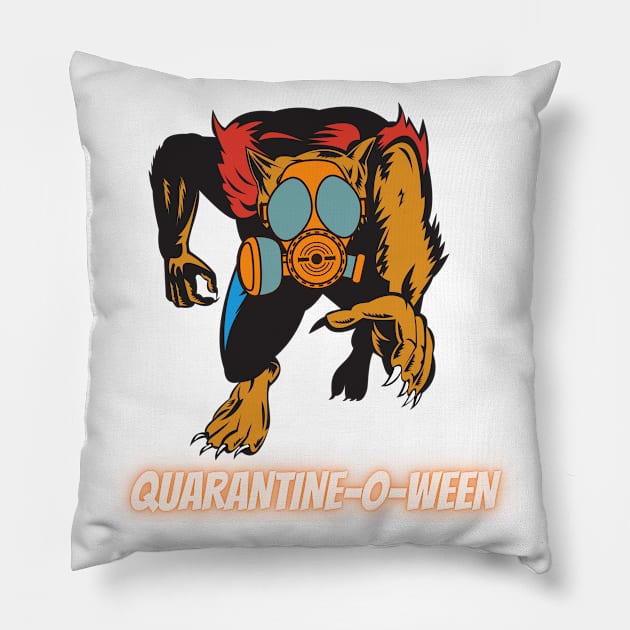 Quarantine-O-Ween Werewolf Lupine Lovers Funny Halloween Costume Funny Lycan Halloween Gift Wolf Lycanthrope Quarantine Mask 2020 Halloween Lycanthropy Pillow by nathalieaynie