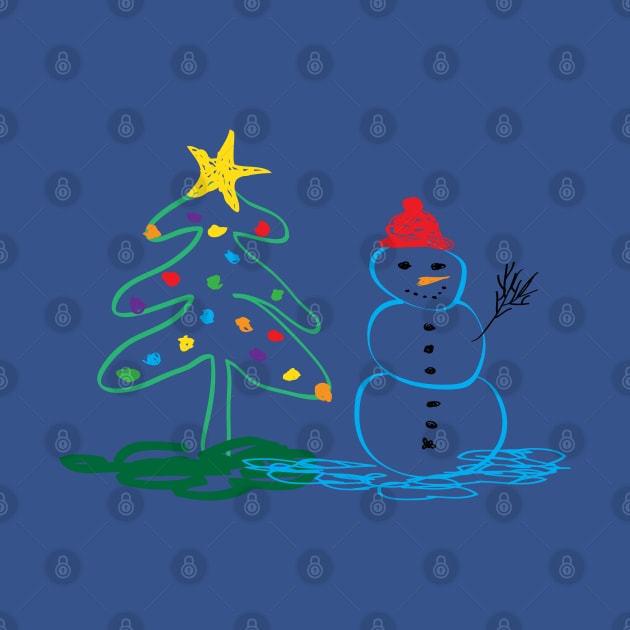 Ugly Christmas tree and snowman by grafart