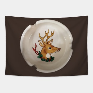 Reindeer Ashtray Holiday Cheer Tapestry