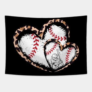 Twin hearts, Baseball, leopard, baseball player Tapestry