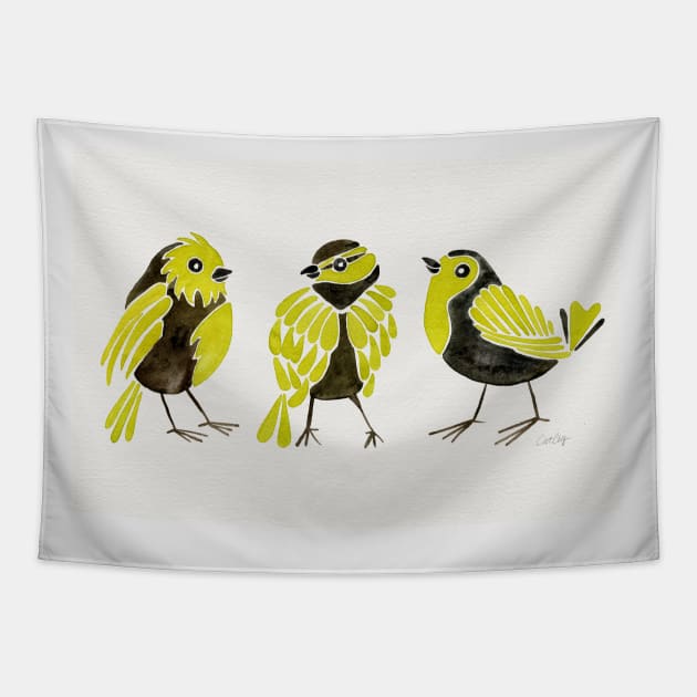 finches yellow Tapestry by CatCoq