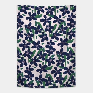 Abstract Blue Flowers Pattern Tapestry