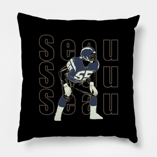 Junior seau Pillow by Visualoctane 