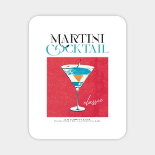 Martini Retro Poster Red Classic Bar Prints, Vintage Drinks, Recipe, Wall Art Magnet